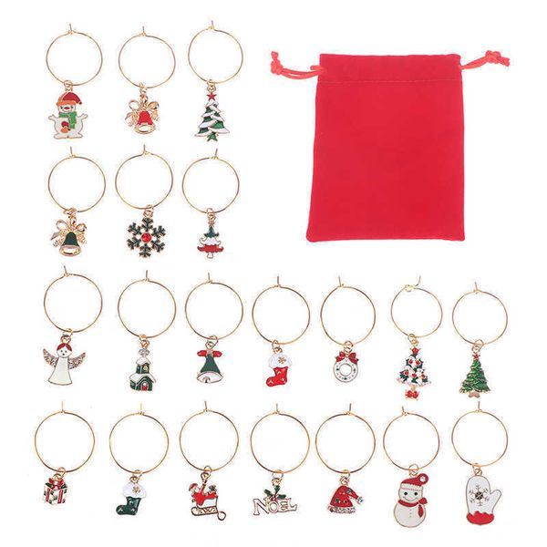 

christmas decorations 20pcs/set christmas wine glass markers holiday drink marker charms for wine glasses t221110
