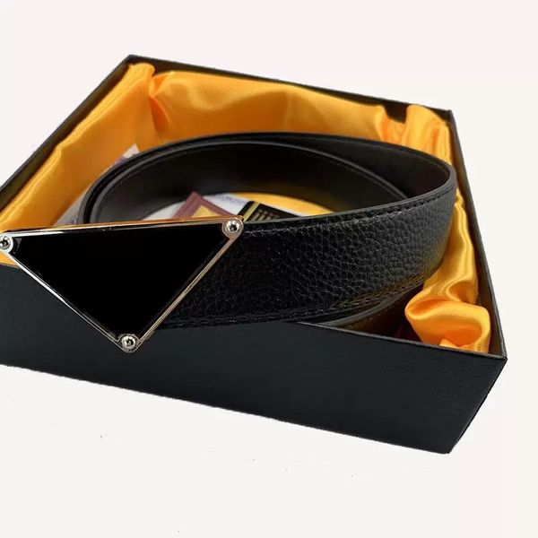 

designer luxury triangle buckle leather belt fashion classic business leisure versatile regular, Black;brown