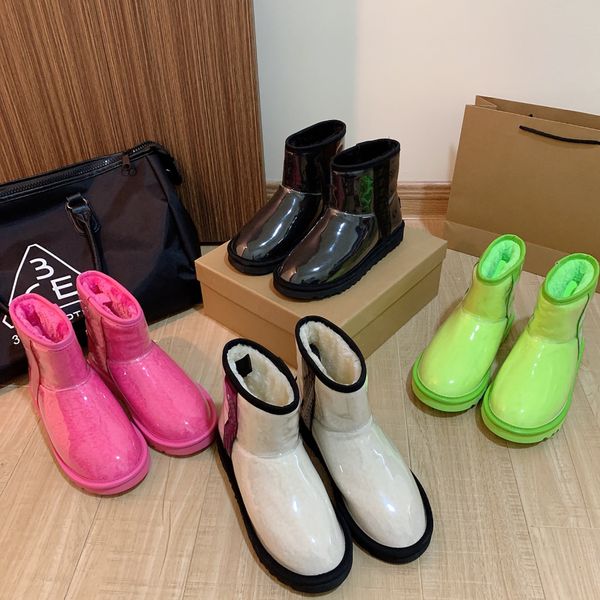 

australian designer uggly waterproof women's boots autumn and winter cotton shoes snow boot multi color warm shoes, Black