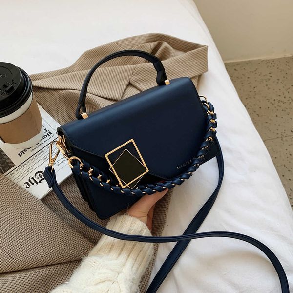 

hand trendy fashion texture niche women's personality buckle portable single shoulder messenger bag foreign style small square bag