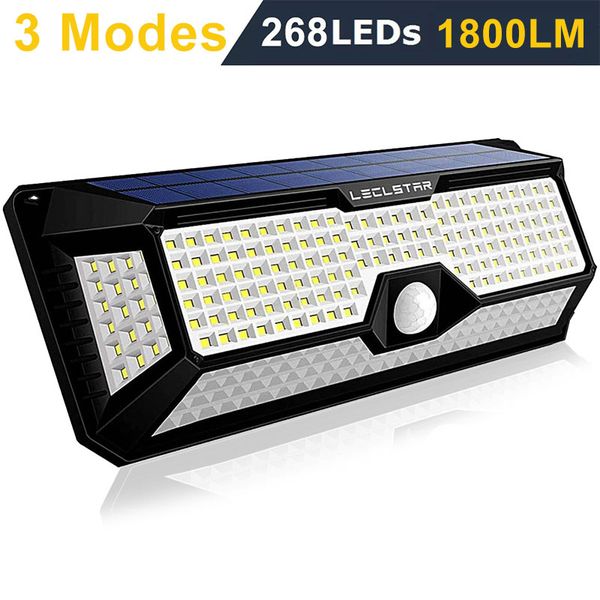 

268 led reflector solar power outdoor light for garden decor motion sensor street wall lamps waterproof patio lighting spotlight