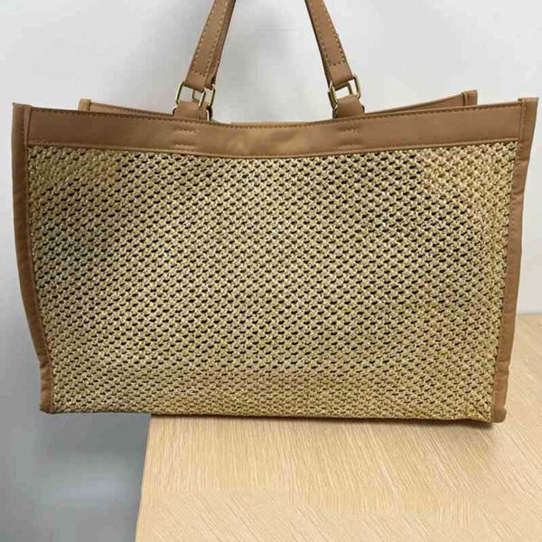 

shopping bags designer straw tote bag women summer handbag luxury shoulder bucket leather crossbody female purses 220401