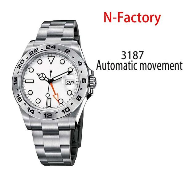 

men's mechanical watch explorer ii 42mm 216570 11 edition 316l ss white dial a3187 correct hand stack wristwatches296y, Slivery;brown