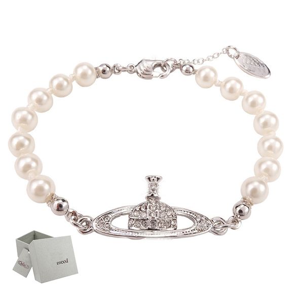 

designer jewelry beads bracelet fashion universal saturn pearl chain vivi masonry jewelry accessories, Black