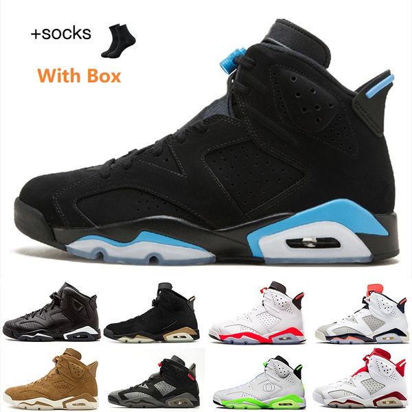 

basketball shoes socks sports trainer mint foam electric midnight navy university blue infrared white red oreo washed denim new vi 6 6s men, Black
