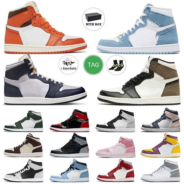 

2023 starfish denim basketball shoes 1s jumpman 1 patent bred rebellionaire university blue dark mocha j men women sneakers air jordans1 jor