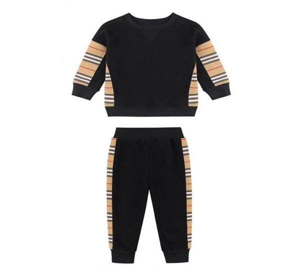 

baby boys girls striped clothing sets kids casual sports tracksuits cotton children sportswear pulloverpants 2pcs set7643023, White