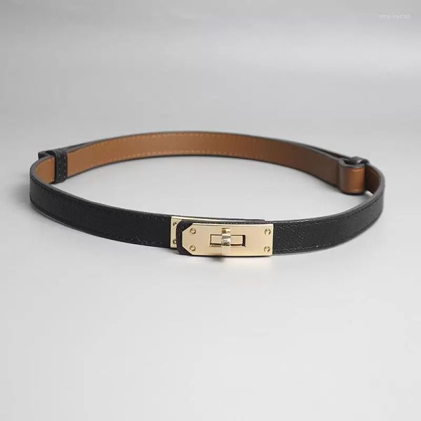 

belts kelly belt women's leather 100 matching dress waist closing decoration suit pants thin h sealbelts emel22 cif, Black;brown