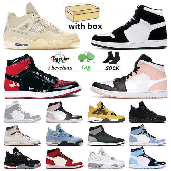 

jumpman 1 sports 1s og original basketball shoes atmosphere unc 4 designer sneakers banned wolf grey bred patent black cat trainers 9jfo dbl, Black;white