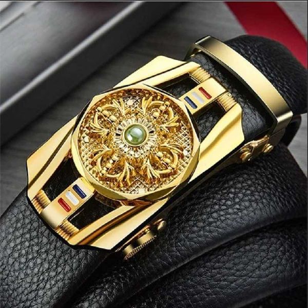 

new arrival men brand automatic buckle belt fashion luxury gem decration leather male man vintage waistband, Black;brown