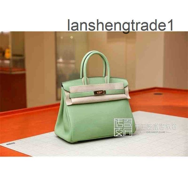 

pure 2023 designer bags handbags manual wax thread sewing bag togo calfskin avocado green gold buckle bk30cm herme handbag vapp