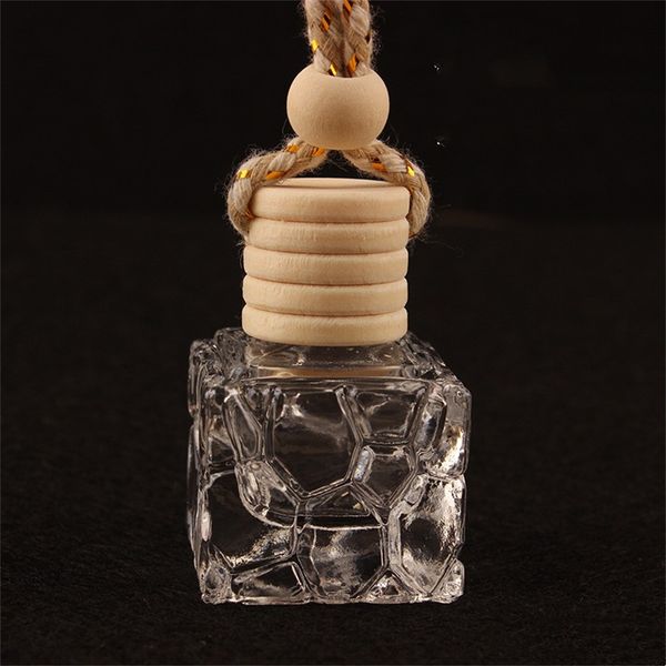 

wholesale perfume bottle 8ml cube design car hanging perfume bottles essential oil fragrance pendant ornaments air freshener diffuser empty