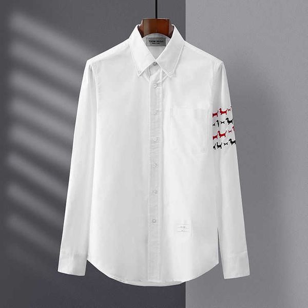 

mens shirt luxurys thoms brownns designers menswear casual bussiness new tb men's long sleeve embroidered youth color famous brand casu, White;black