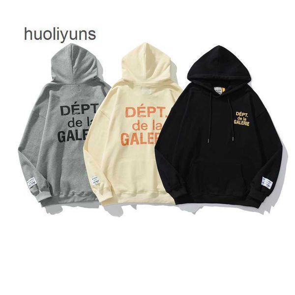 

mens galleryes hoodies streetwear dept sweaters crack letter print hooded simple sweater for men street fashion brand loose long sleeve shir, Black