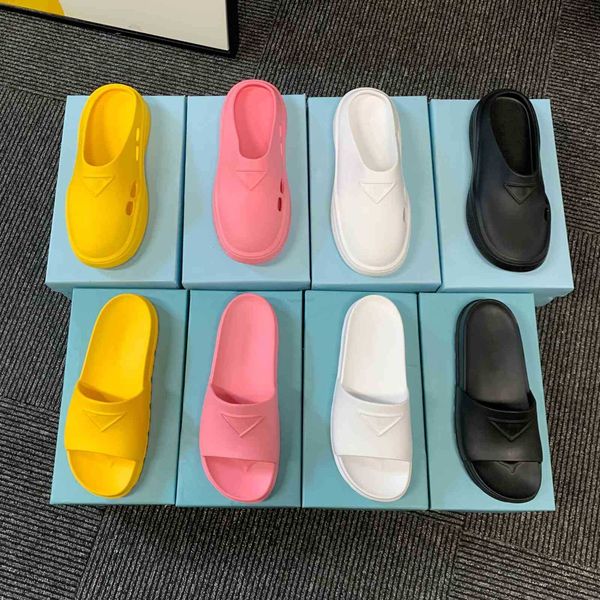 

foam rubber mules rubber sandals designer beach slipper ladies platform flats slippers mule sandal multicolor size 35-45 tlv1, Black;white