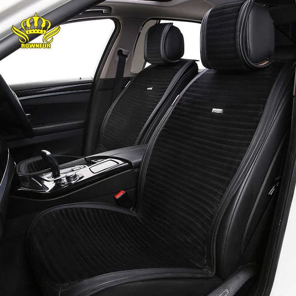 

car seat covers flocking cloth car seat cushion plush suede long striped interiors leather for sedan suv mpv 2 front s cover t221110