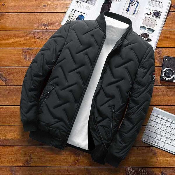 

men's hoodies & sweatshirts fleece bomber jacket for men thicken cotton padded quilted baseball warm coat street fashion plus size xxxl, Black