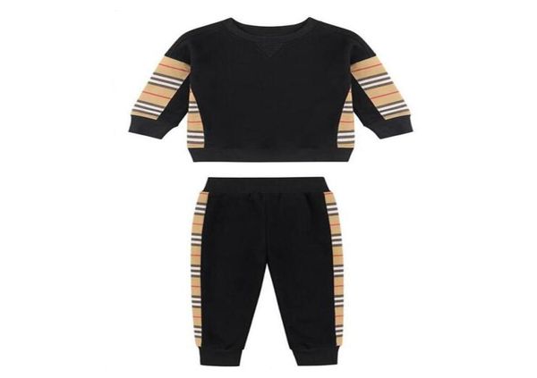 

baby boys girls striped clothing sets kids casual sports tracksuits cotton children sportswear pulloverpants 2pcs set6228294, White