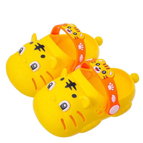 

baby cartoon tiger toddler boy slide shoes summer outdoor infant girls slippers 0-3 year kids non-slip sandals, Black;red