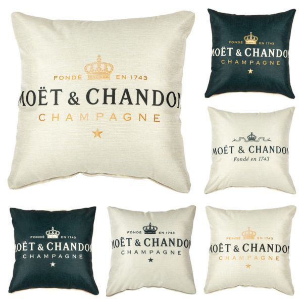 

pillows linen printed throw case home textile bedside waist pillow cross-border champagne pattern sofa pillows gifts