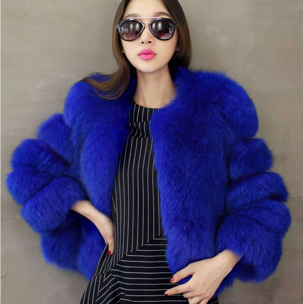 

women coat thanksgiving gift winter imitation fox faux fox fur short jacket outdoor leisure fashion street long sleeve multicolor pure color, Black