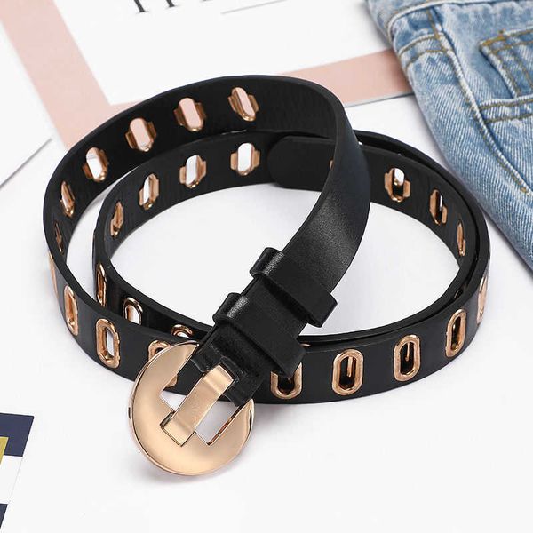 

fashion women pin buckle belts genuine leather female jeans metal hole waistband girls luxury strap, Black;brown