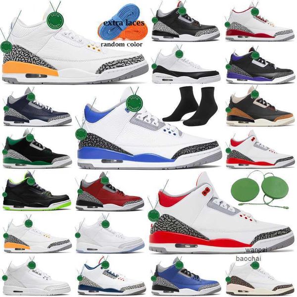 

2023 pine green 3 men basketball shoes jordens 3s black cement racer blue fire cardinal red court purple cool grey unc laser orange katrina