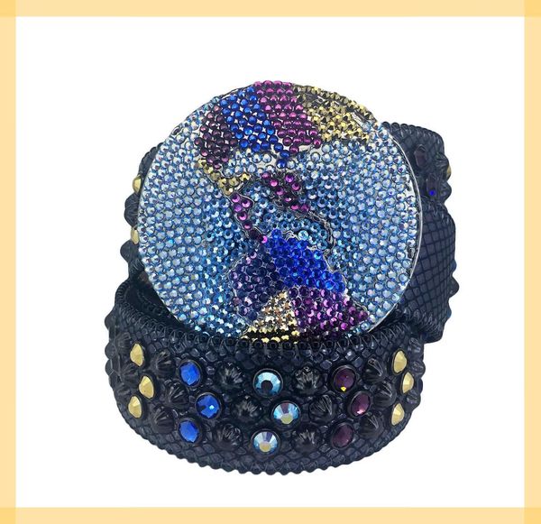 

2022 dark skies series bb simon belt for men women designer rhinestone belts with full shiny rhinestones12122 hvb, Black;brown