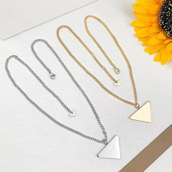 

necklace designer black white triangle iced out chain pendant for men women aesthetic stainless steel trendy luxurious jewelry customize chr, Silver