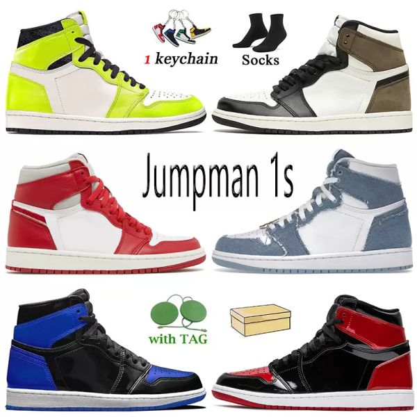 

og 1 high basketball shoes 2023 jumpman 1s newstalgia chenille denim visionaire dark mocha patent bred white university blue offs w