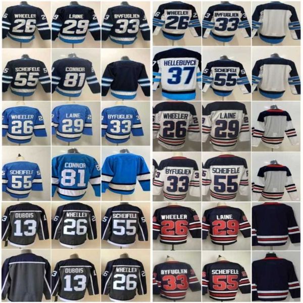 

men reverse retro hockey 26 blake wheeler jersey 55 mark scheifele 37 connor hellebuyck 81 kyle connor 33 dustin byfuglien 13 pierre-luc dub, Black;red