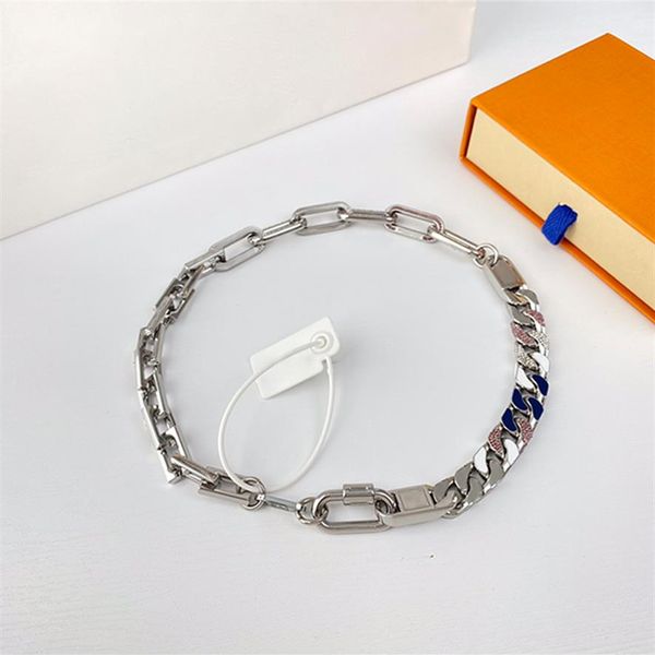 

necklace color enamel diamond thick chain women's fashion all-match necklaces variety of colors2584, Silver