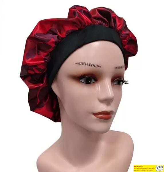 

dhl 16 colors designer women sleeping cap bonnets nightcap bathroom accessories doubledeck satin widebrimmed shower makeup