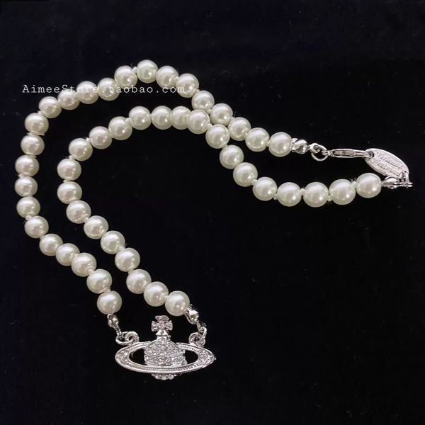 

fashion women pearl chain satellite choker necklace elegant orbit pendant punk necklace baroque pearl statement necklaces wedding party jewe, Silver
