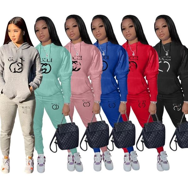 

designer brand women tracksuits jogging suits print 2 piece set hoodies pants long sleeve sweatsuits 3xl plus size sportswear leggings outfi, Gray