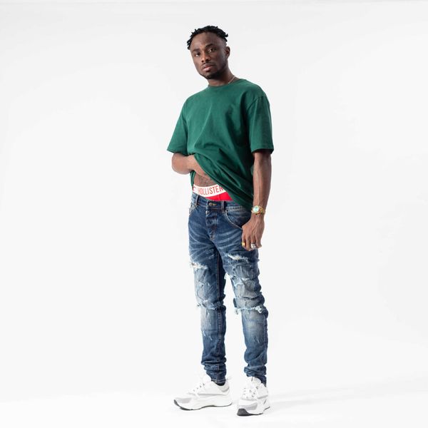 

men's jeans amri ripped pants fashion hip hop brand washed simple blue worn holes high street slim leg men fit denim elastic 2qee miri