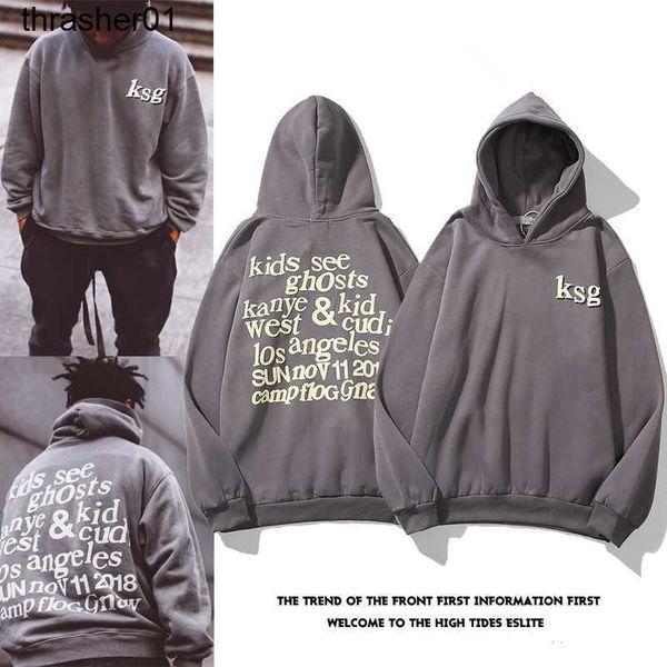 

men's hoodies designer sweatshirts kanyess men's women's same foam letter printing fashion streetwear hoodie jacket, Black