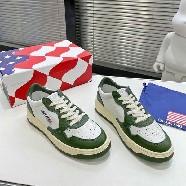 

fashion ladies casual shoe designer leather lace-up flat leather perforated matching color american outdoor sneaker 35-41 with box, Black