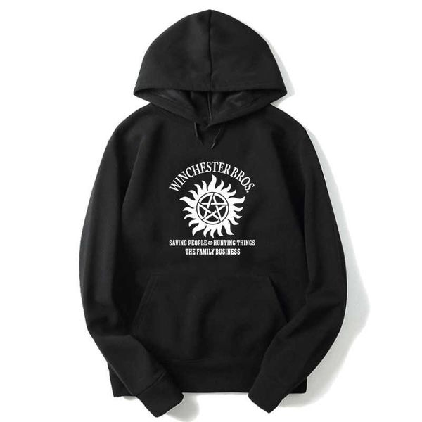 

supernatural long sleeve hoodies sweatshirts autumn hooded sweatshirt pullovers women men fashion hoody boys girls lovely hoodie, Black