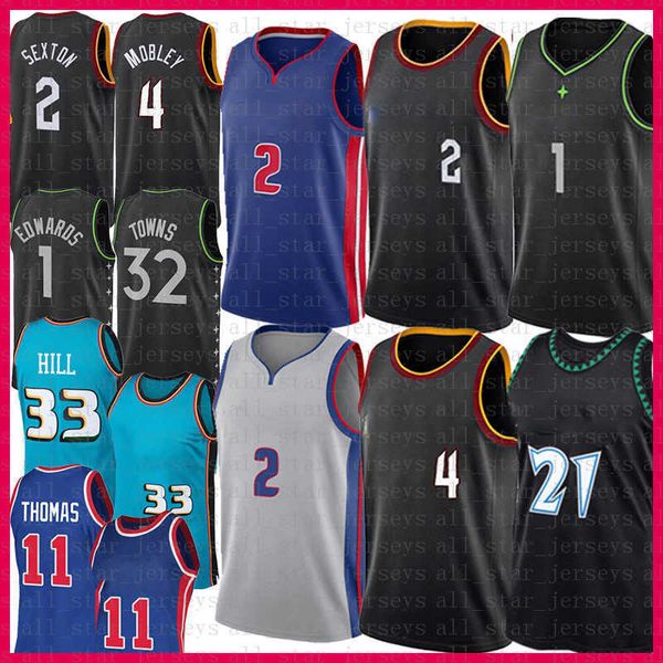 

cade cunningham collin sexton evan mobley basketball jersey 2 4 grant hill karl-anthony towns 33 anthony edwards kevin garnett 32 1 21 10 11, Black;red