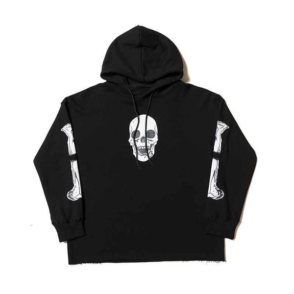 

hoodies mens stylist hip hop sweat human bone print shirt men women black size s-xl
