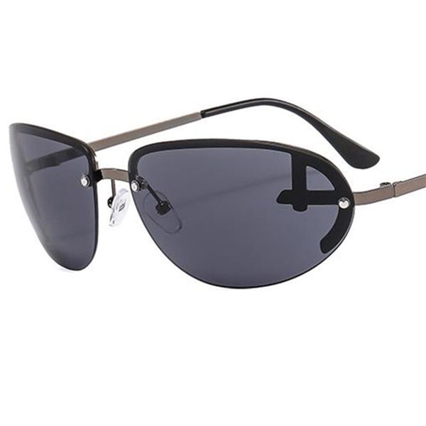 

new sunglasses rimless sun glasses oval adumbral anti-uv spectacles cycling eyeglasses small frame ornamental, White;black
