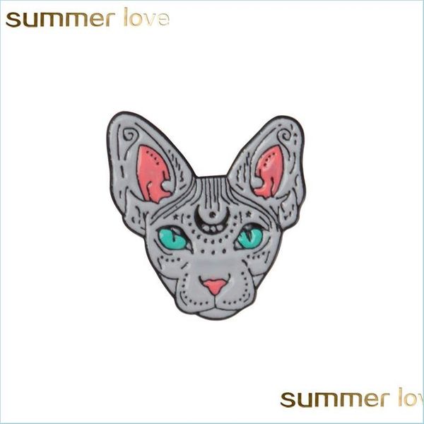 

pins brooches halloween gifts enamel pins creative evil mountain cat metal lapel hard brooches cute badge fashion simple design jew dhru1, Gray