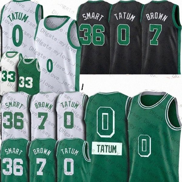 

jayson 0 tatum jersey basketball 7 jaylen marcus brown smart jerseys throwback 33 bird shirts 2022 75th anniversary uniform green black e8ki