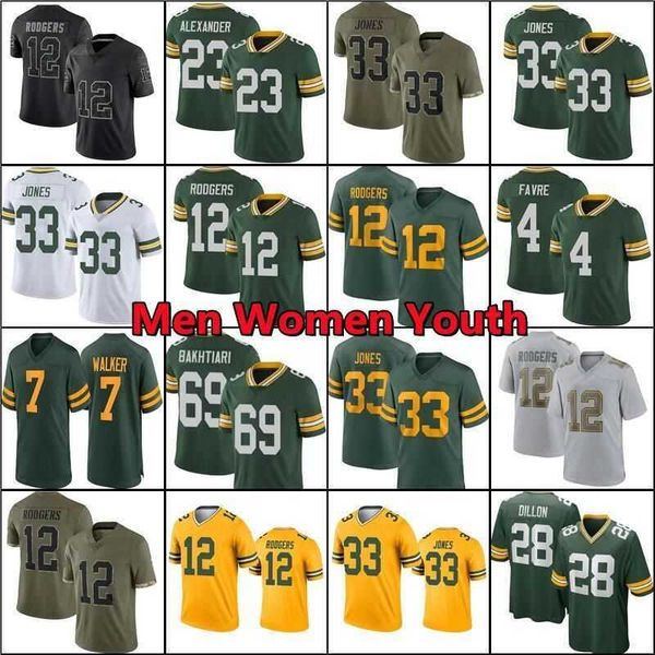 

7 quay walker 12 aaron rodgers 33 jones 69 david bakhtiari custom football jerseys christian watson devonte wyatt randall cobb aj dillon jai, Black;red