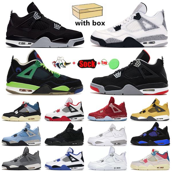 

with box jmpman 4 4s basketball shoe for mens womens sports sneakers sail new black cat midnight navy white cement canvas outdoor big size 1