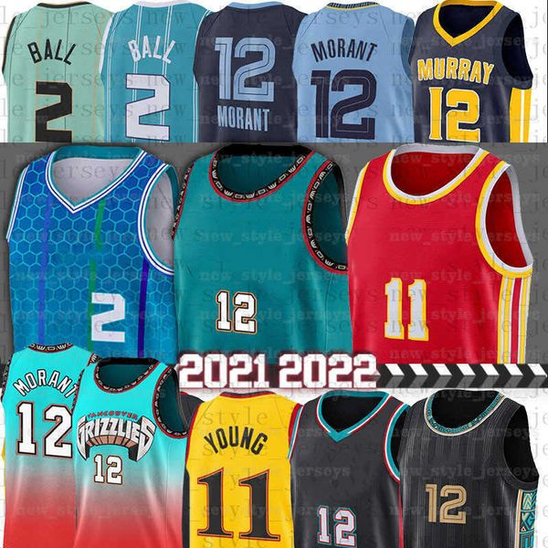 

ja m 12 morant basketball jerseys lamelo 2 ball trae 11 young men jersey, Black;red