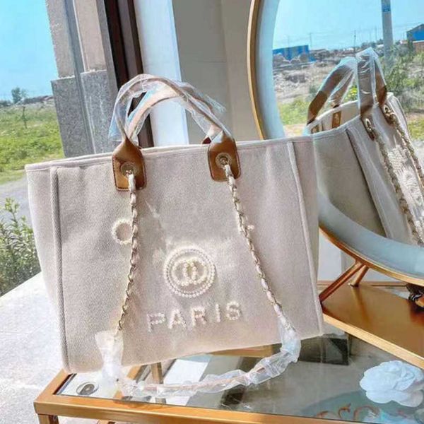 

fashion luxury women's evening bags brand ch handbags pearl tote canvas beach bag designers female portable shoulder large capacity big, Black;red