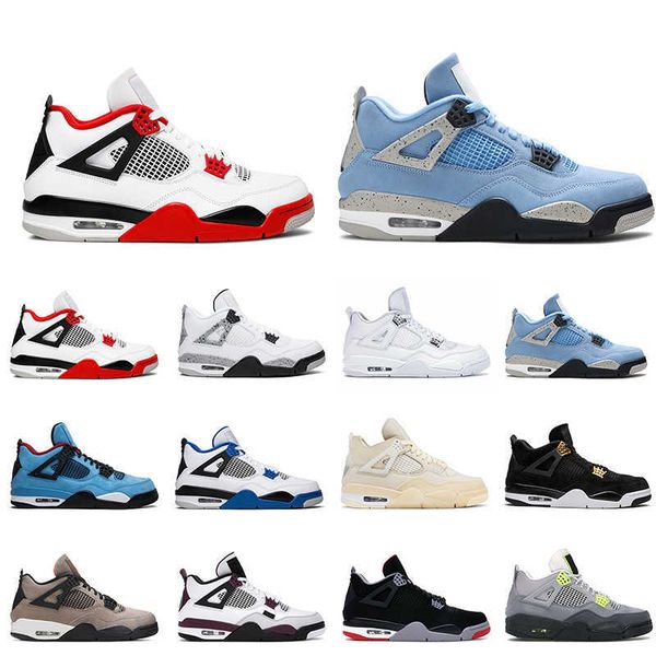 

men basketball shoes 4s university blue taupe haze sail back cat fire red 2021 women sneaker outdoor sports sneakers, Black
