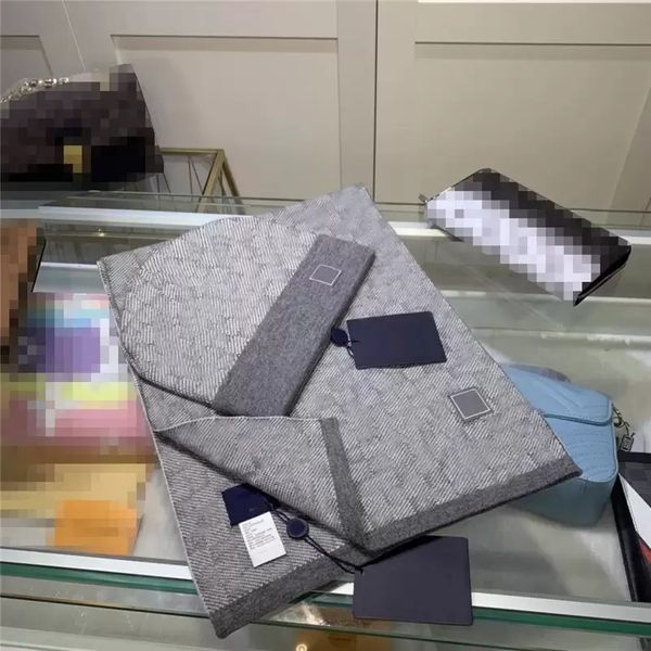 

classic latticescarves sets women mens knitted scarf and hat set winter warm hats scarves beanie hat for men with box, Blue;gray